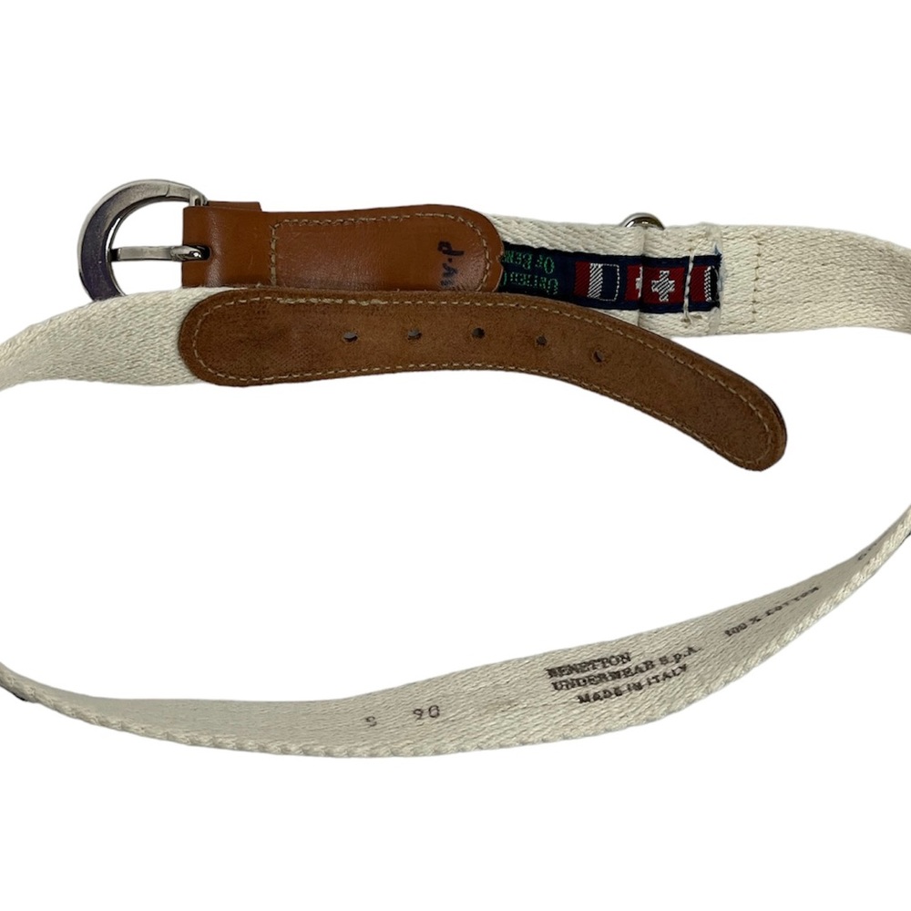 United Colors Of Benetton Flag Belt Italy Benetton 100% Cotton S Vtg 1980s - Picture 2 of 10